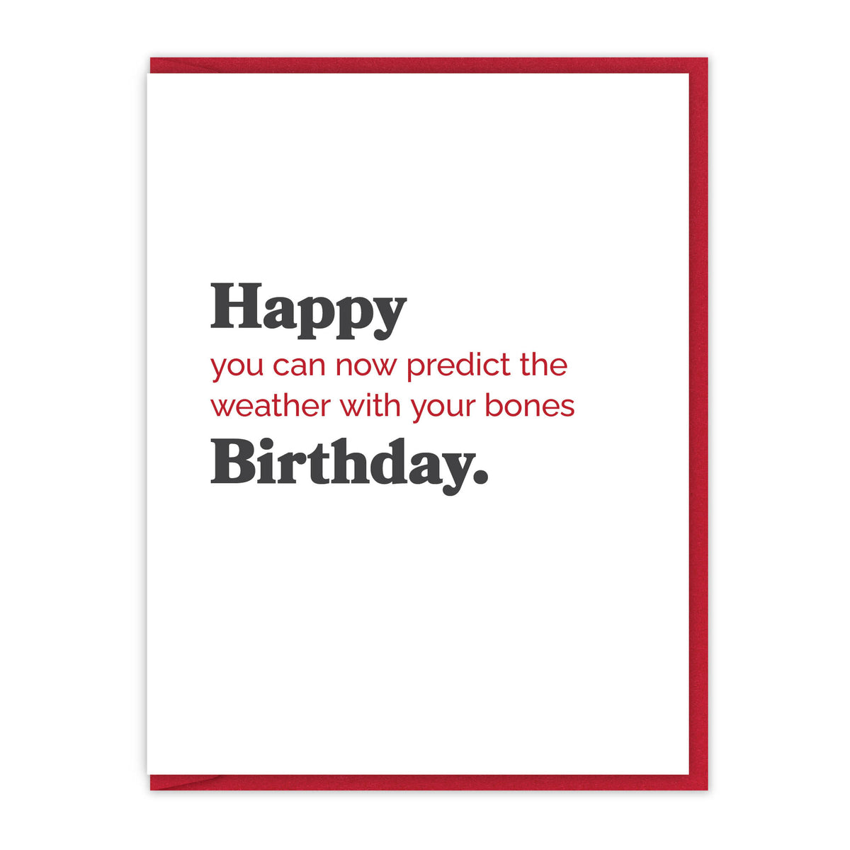 Predict the weather with your bones Birthday card.