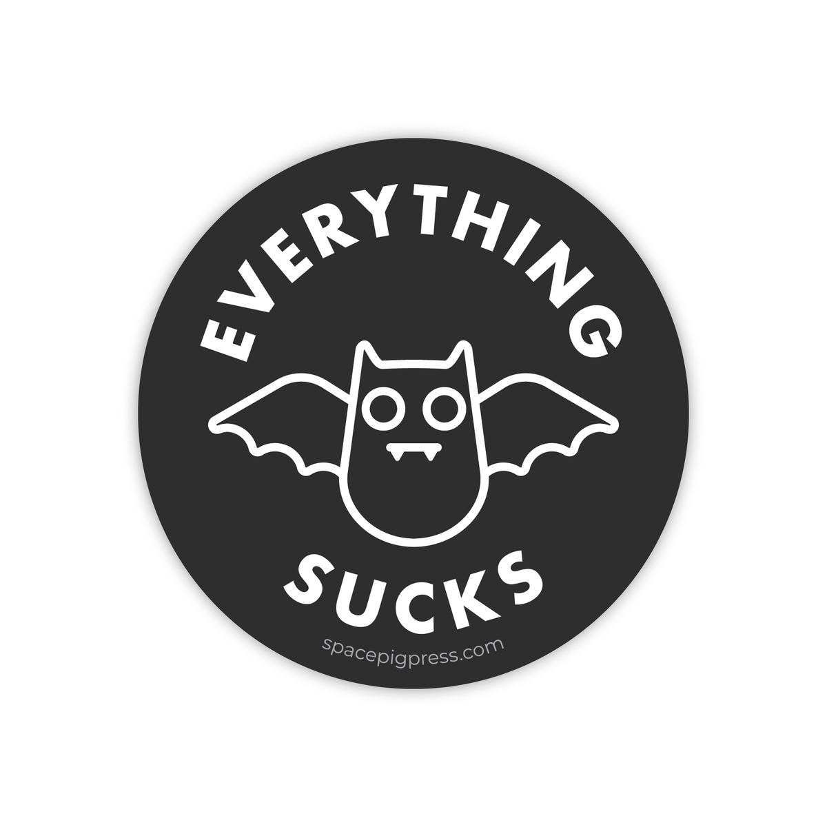 Everything Sucks Fat Bat Sticker