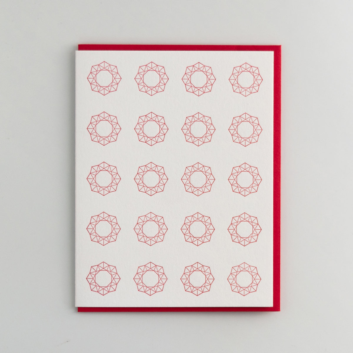 Red Geometric Wreath Pattern | Holiday Card