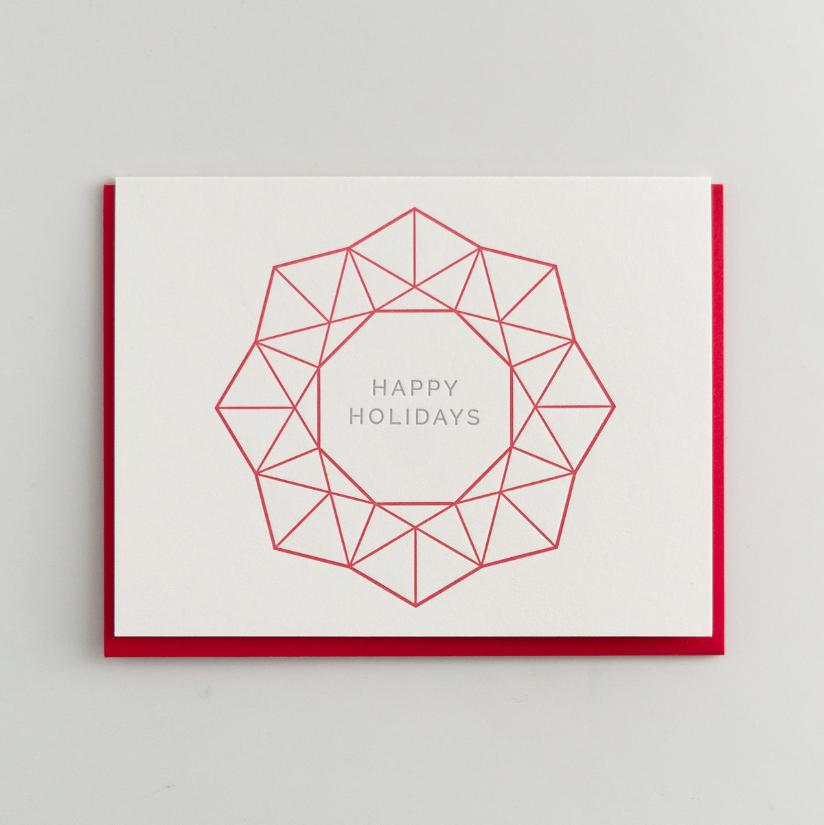 Large Red Geometric Wreath | Holiday Card