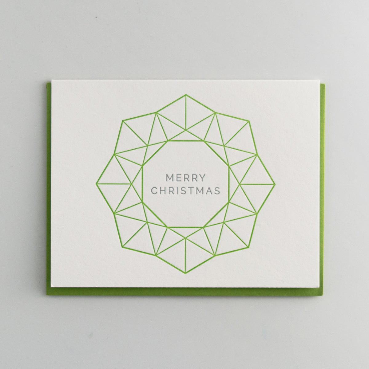Large Green Geometric Wreath | Holiday Card