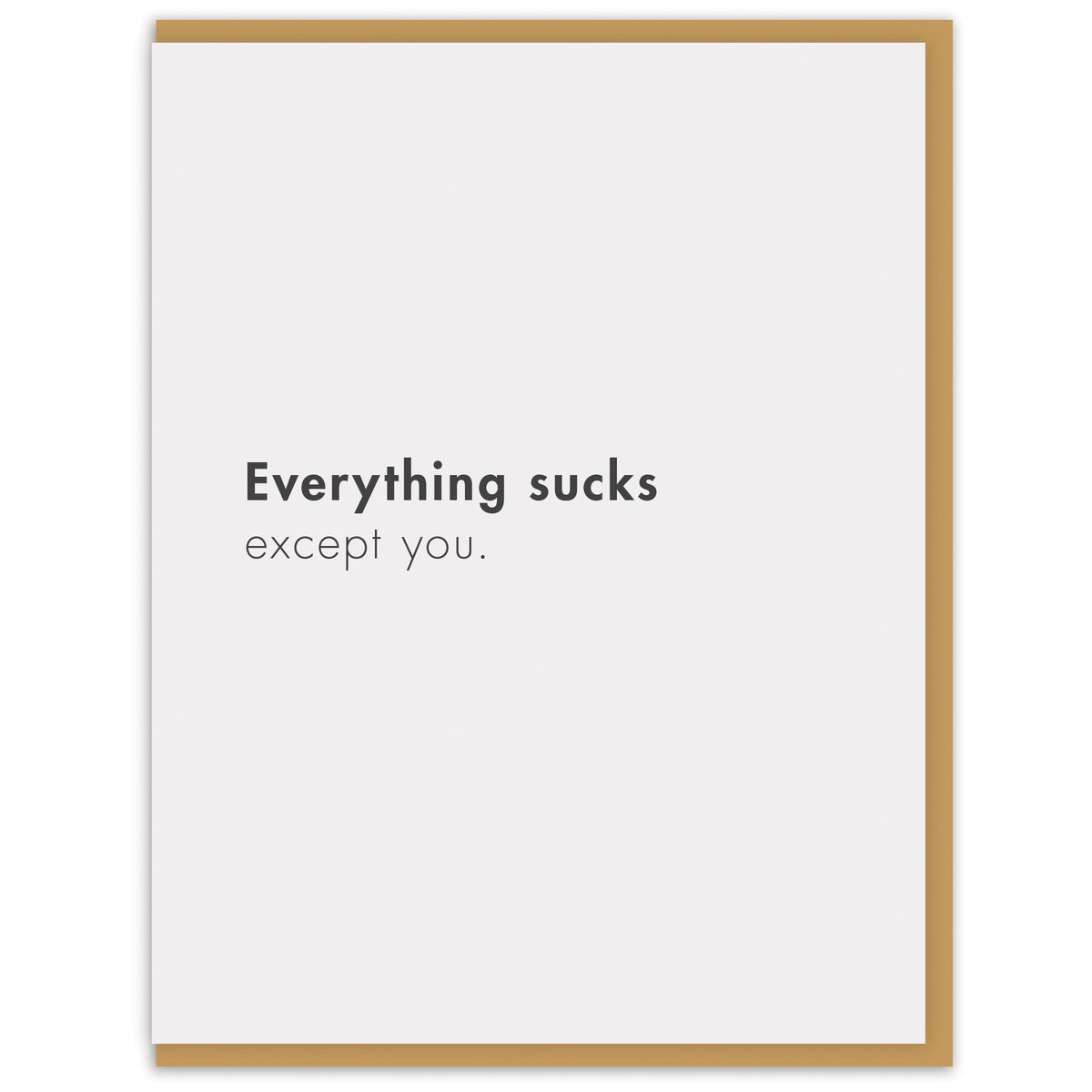 Everything sucks except you.